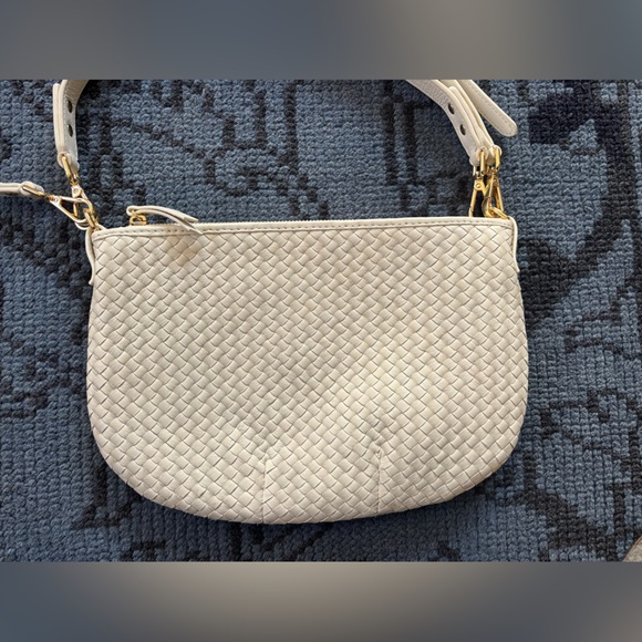 Quince Italian Handwoven Leather Mini Shoulder Bag in bone/ivory - Picture 4 of 11